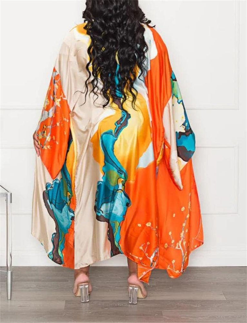 Summer Cardigan for Women Lightweight Satin Open Front Long Kimono Swimsuit Cover Ups Silk Robe plus Size