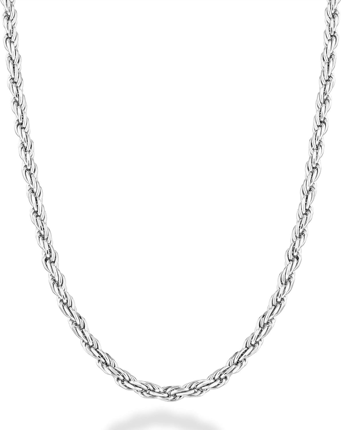 Solid 925 Sterling Silver Italian 2Mm, 3Mm Diamond-Cut Braided Rope Chain Necklace for Men Women Made in Italy