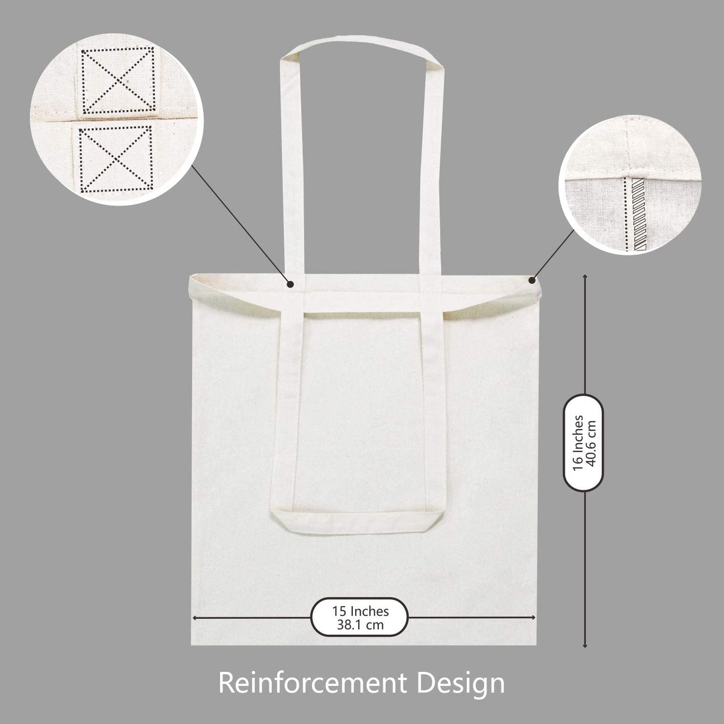 24-Pack Economical 16"X15" Cotton Tote Bags, Lightweight Medium Reusable Grocery Shopping Cloth Bags, Suitable for DIY, Advertising, Promotion, Gift, Activity