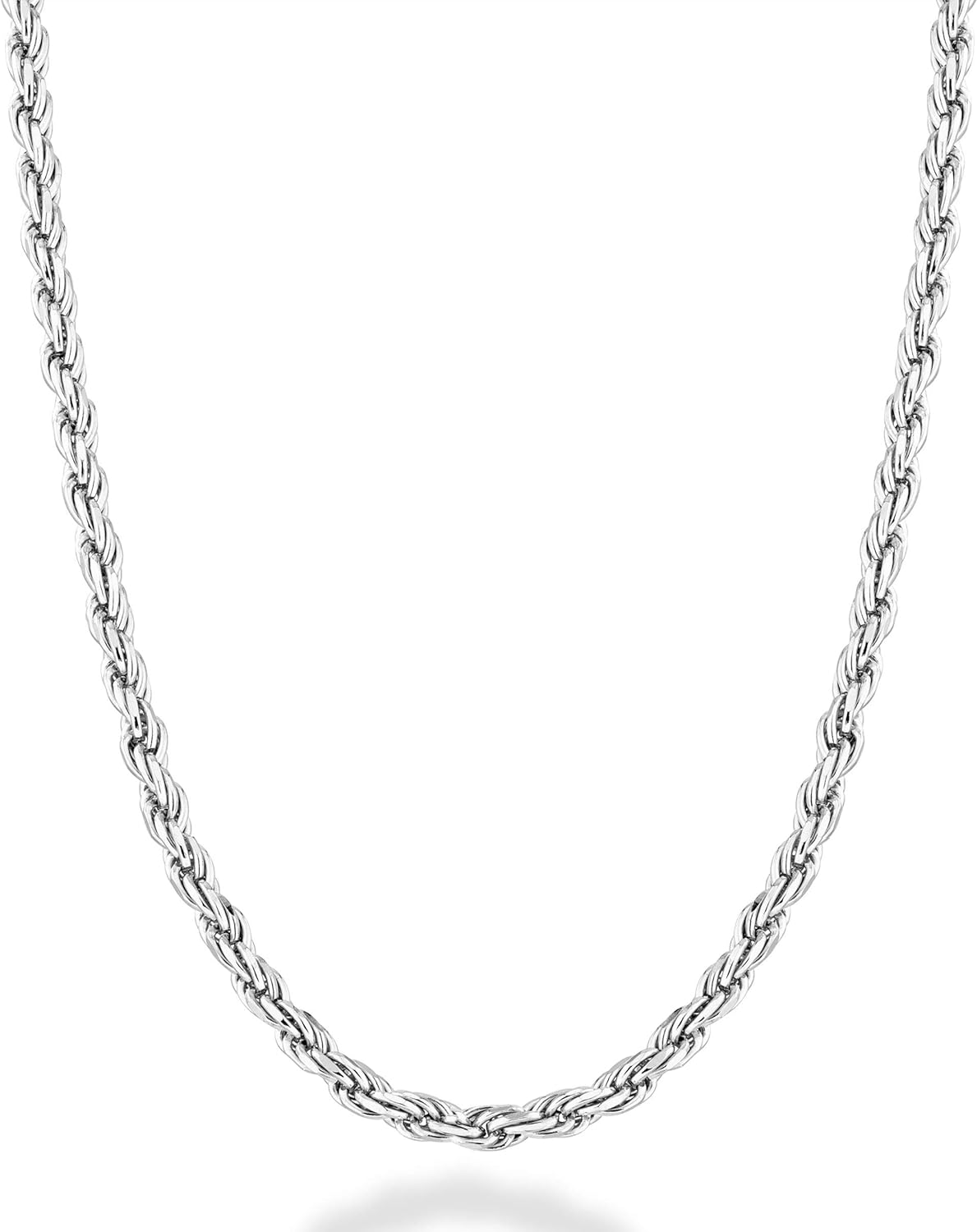 Solid 925 Sterling Silver Italian 2Mm, 3Mm Diamond-Cut Braided Rope Chain Necklace for Men Women Made in Italy