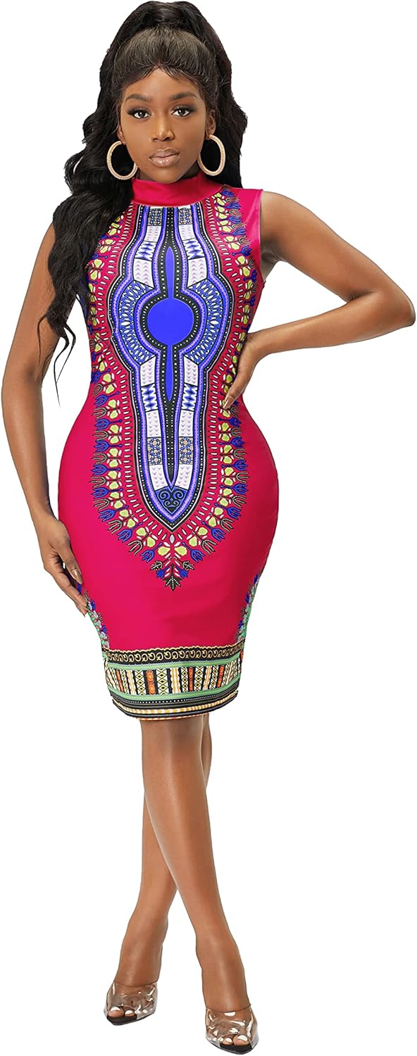 Womens African Attir Bohemian Dashiki Traditional Tribal Vintage Ethnic Midi Dresses