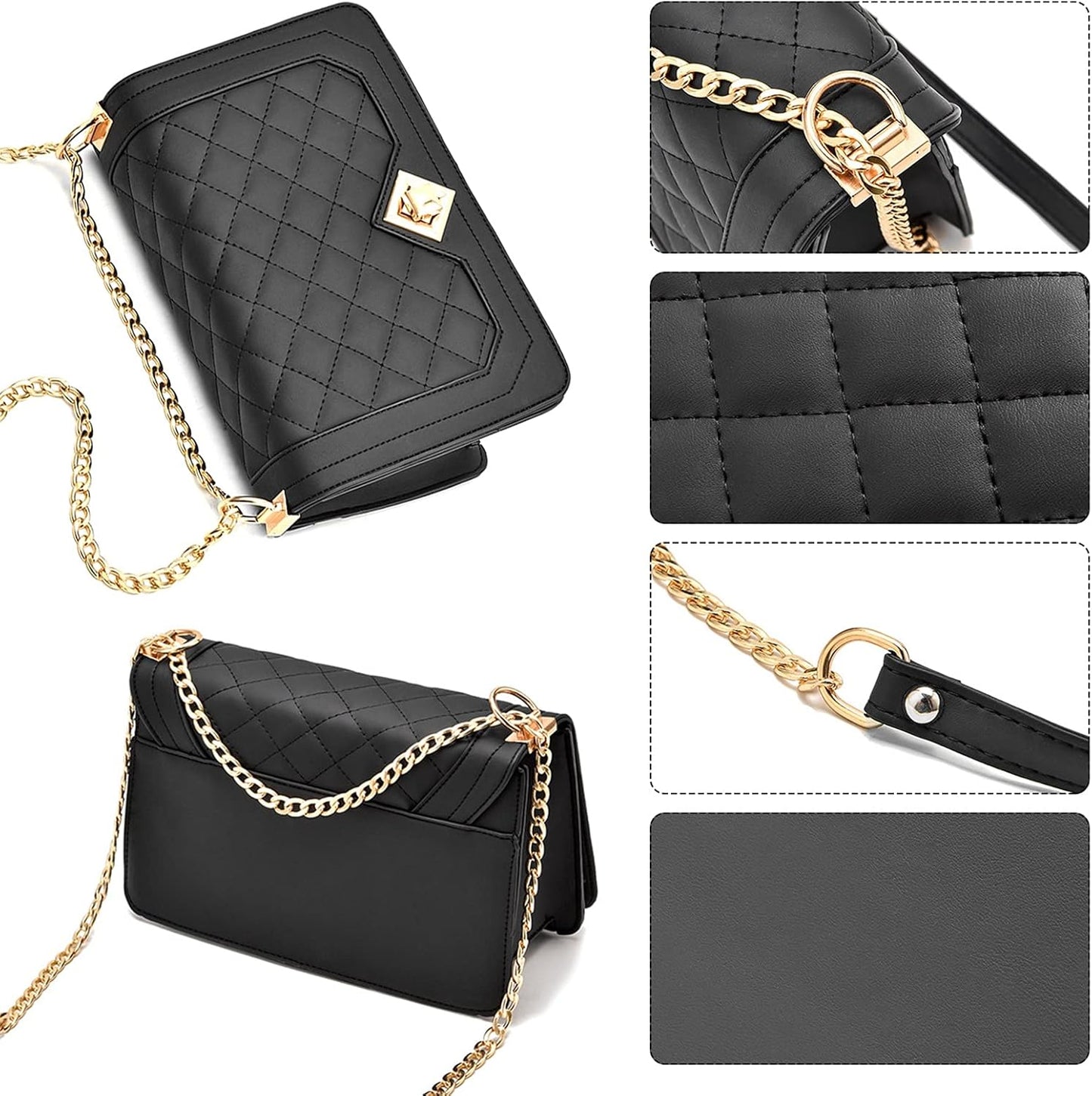Crossbody Bags for Women Small Handbags PU Leather Shoulder Bag Purse Evening Bag Quilted Satchels with Chain Strap