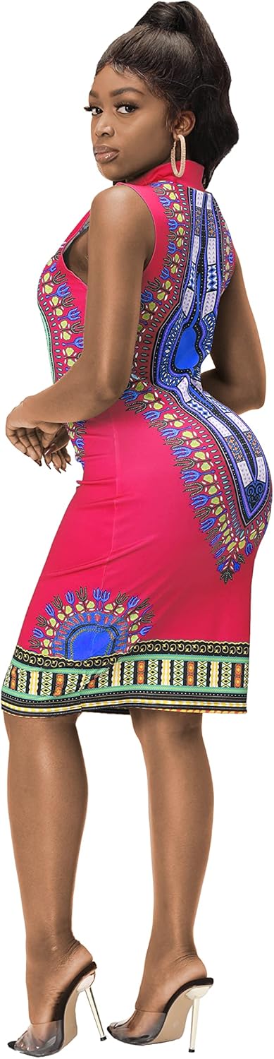 Womens African Attir Bohemian Dashiki Traditional Tribal Vintage Ethnic Midi Dresses