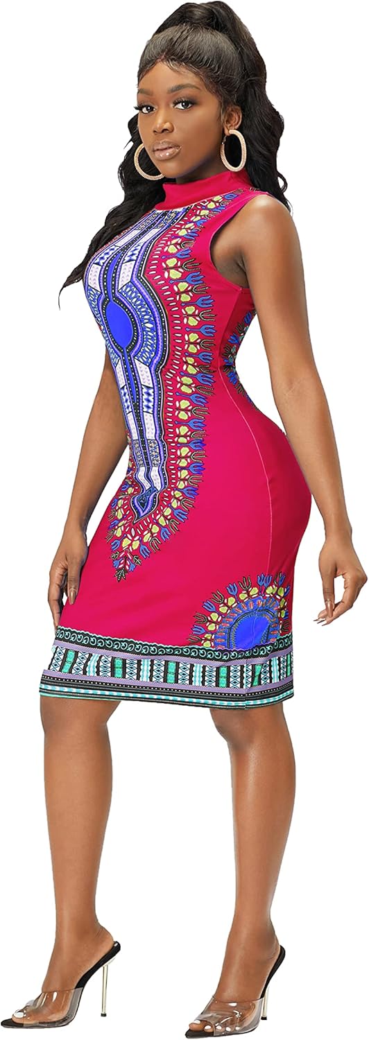 Womens African Attir Bohemian Dashiki Traditional Tribal Vintage Ethnic Midi Dresses
