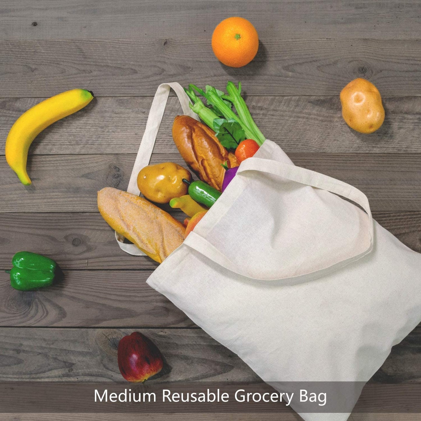 24-Pack Economical 16"X15" Cotton Tote Bags, Lightweight Medium Reusable Grocery Shopping Cloth Bags, Suitable for DIY, Advertising, Promotion, Gift, Activity