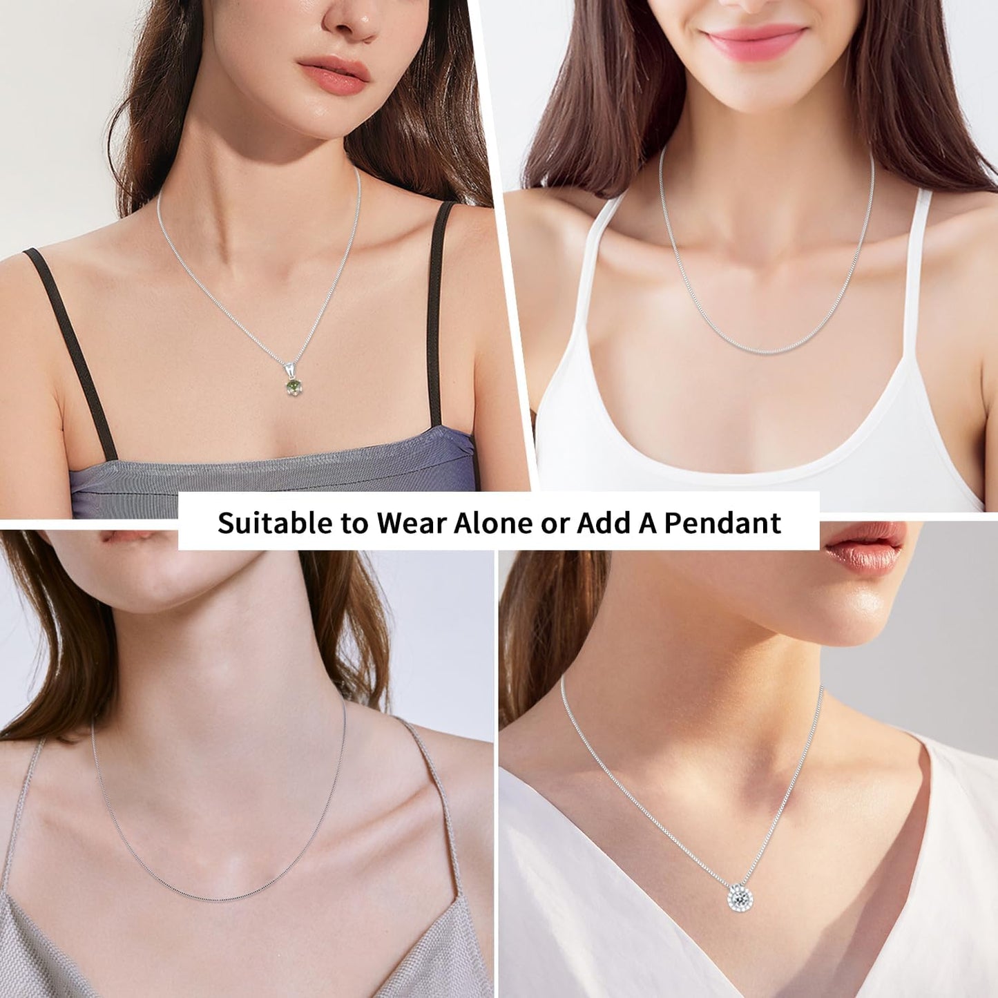Solid 18K Gold over 925 Sterling Silver Chain Necklace for Women Girls, 0.8Mm Box Chain Lobster Claw Clasp-Super Thin & Strong Necklace Chain 16/18/20/22/24 Inch