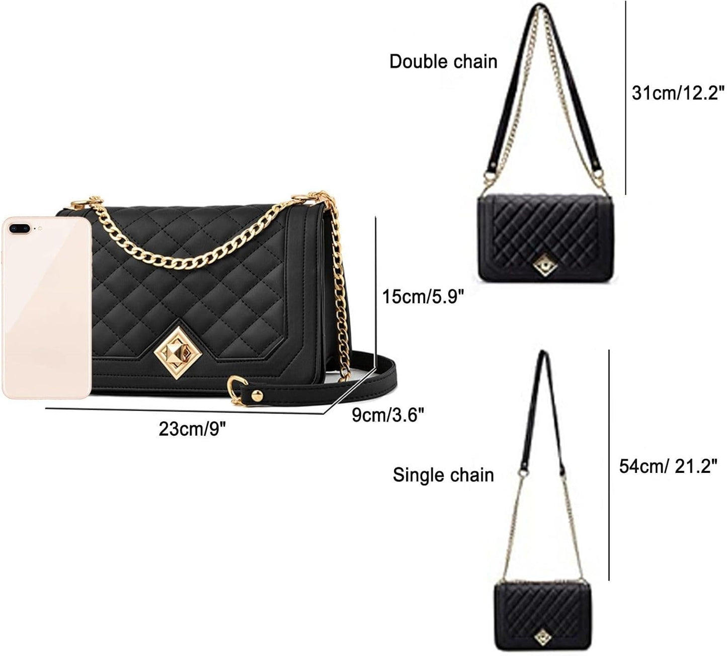 Crossbody Bags for Women Small Handbags PU Leather Shoulder Bag Purse Evening Bag Quilted Satchels with Chain Strap