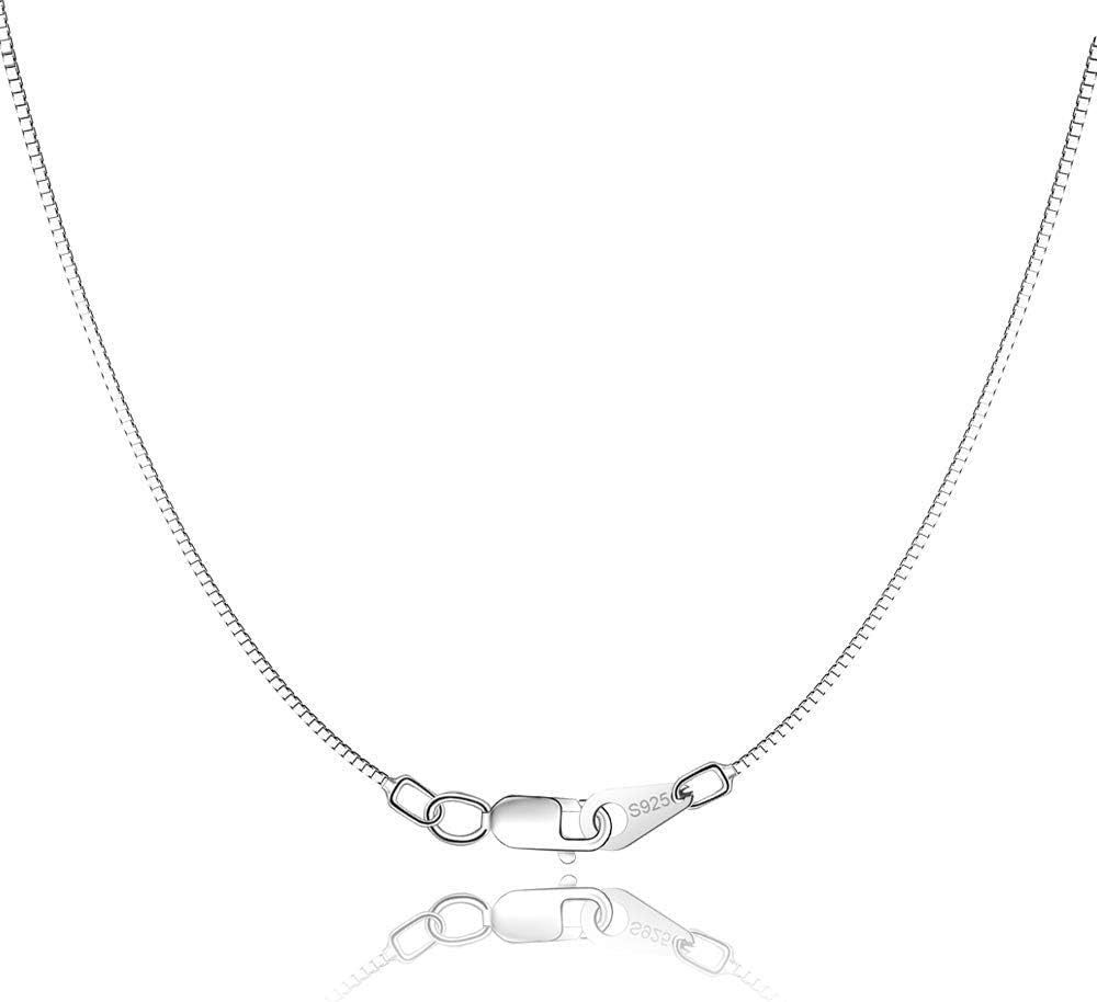 Solid 18K Gold over 925 Sterling Silver Chain Necklace for Women Girls, 0.8Mm Box Chain Lobster Claw Clasp-Super Thin & Strong Necklace Chain 16/18/20/22/24 Inch