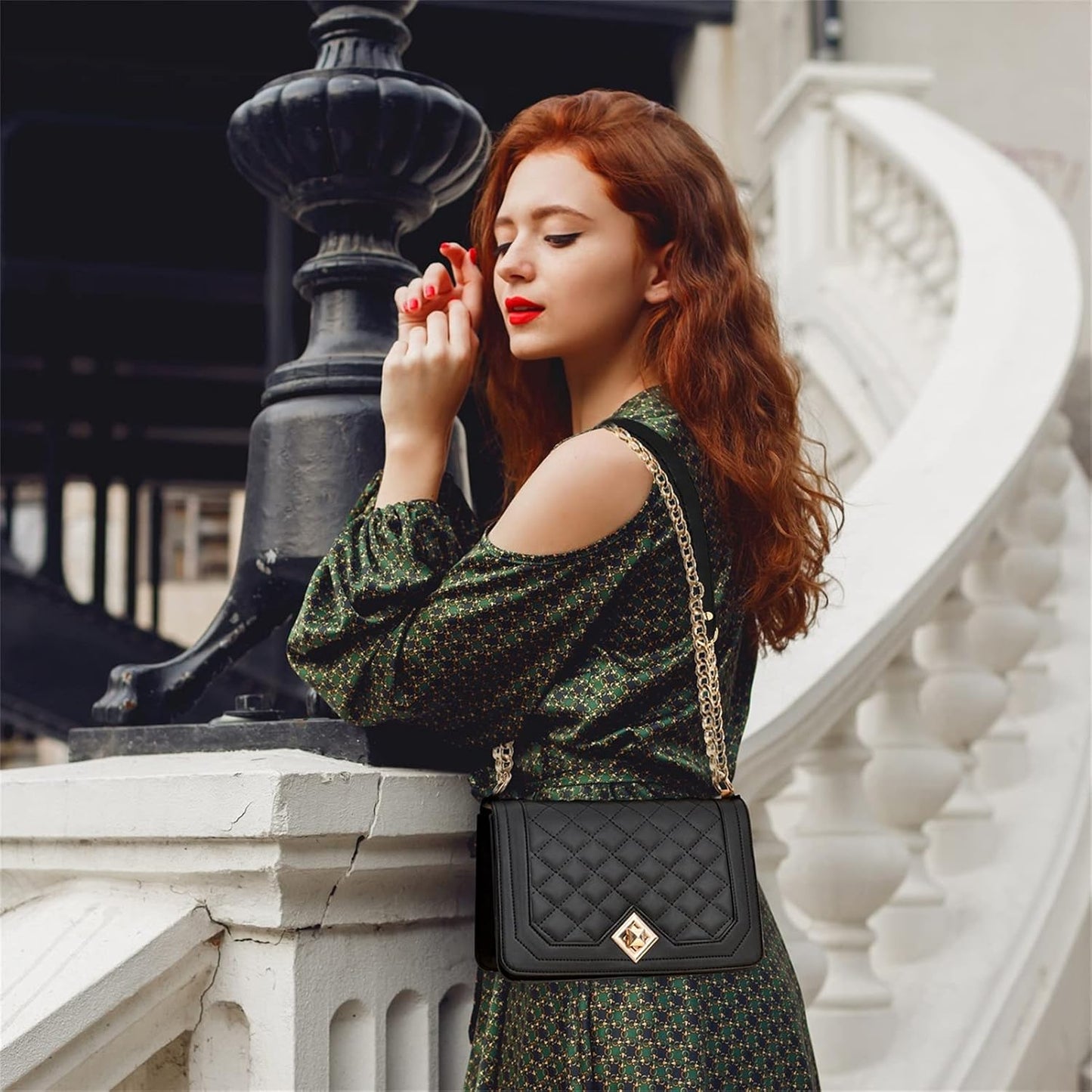 Crossbody Bags for Women Small Handbags PU Leather Shoulder Bag Purse Evening Bag Quilted Satchels with Chain Strap