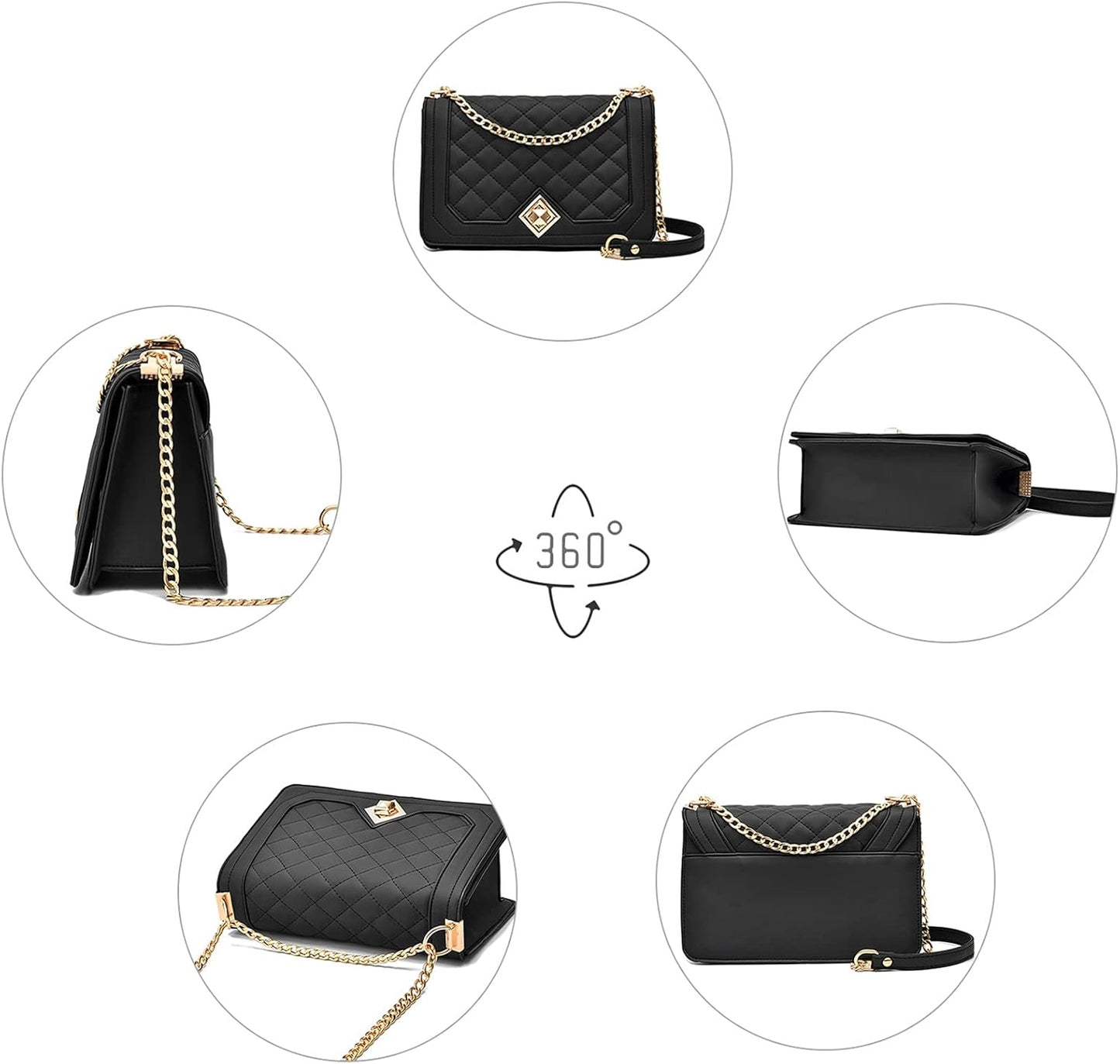 Crossbody Bags for Women Small Handbags PU Leather Shoulder Bag Purse Evening Bag Quilted Satchels with Chain Strap