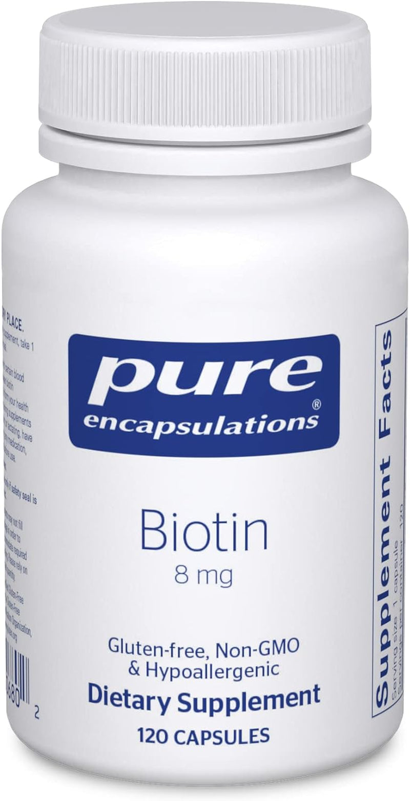 Biotin 8 Mg - B Vitamin Supplement to Aid Stress Relief, Hair, Skin & Nail Strengthening, Metabolism, Carbohydrate Support & Nervous System* - with Premium Biotin - 120 Capsules