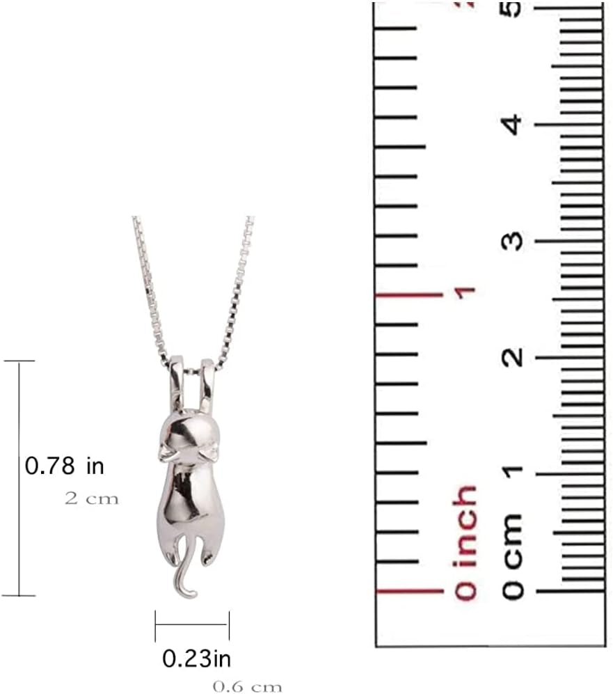 Sterling Silver Cat Necklaces for Women Cat Jewelry for Women Cat Accessories for Women Cat Mom Lover Lady Themed Gifts Cute Silver Kitten Jewelry Birthday Gifts for Women