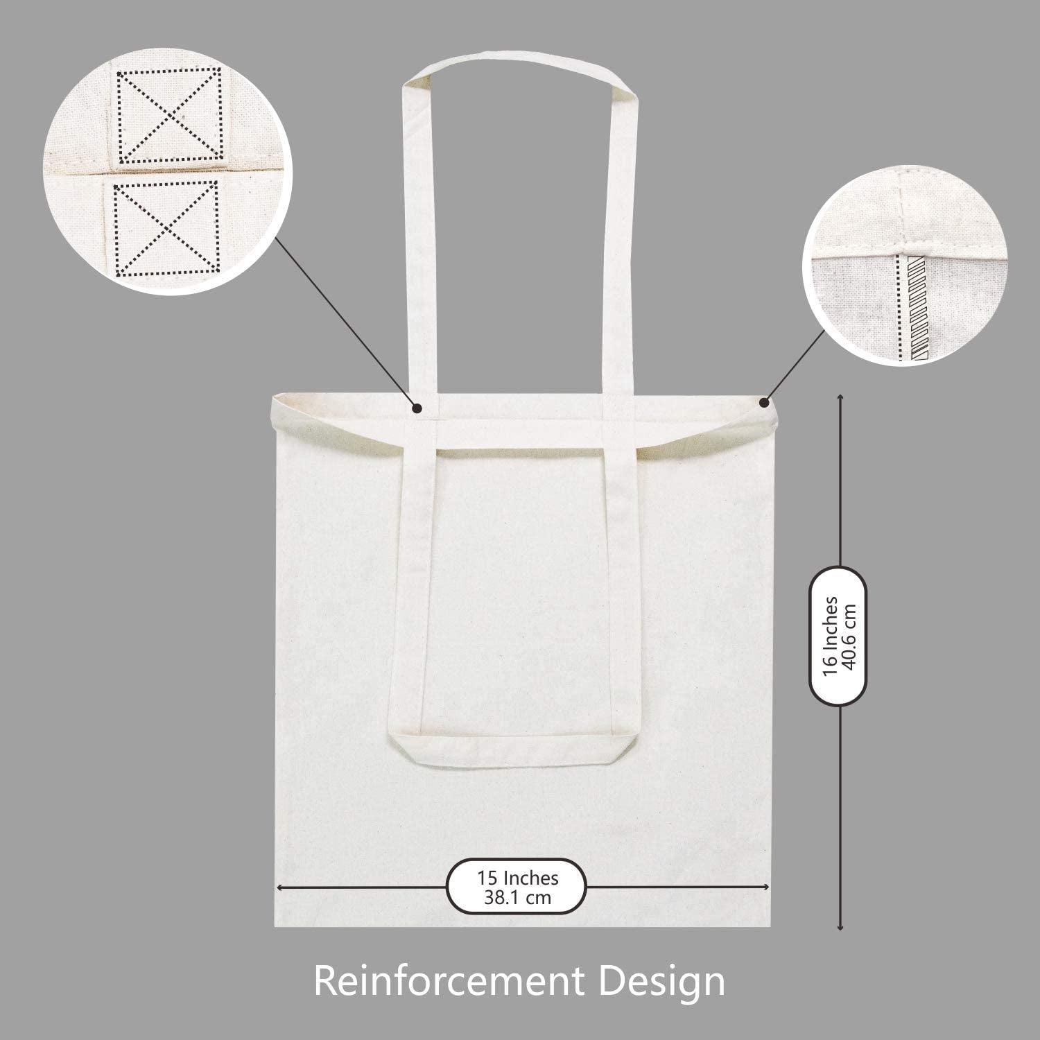 24-Pack Economical 16"X15" Cotton Tote Bags, Lightweight Medium Reusable Grocery Shopping Cloth Bags, Suitable for DIY, Advertising, Promotion, Gift, Activity