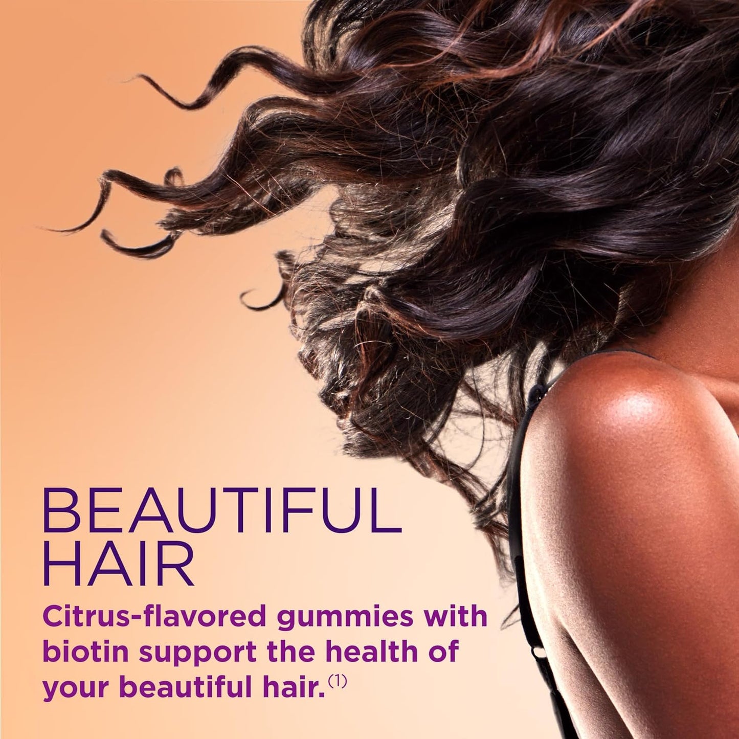 Optimal Solutions Hair, Skin & Nails with Biotin and Collagen, Citrus-Flavored Gummies Vitamin Supplement, 2500 Mcg, 80 Ct