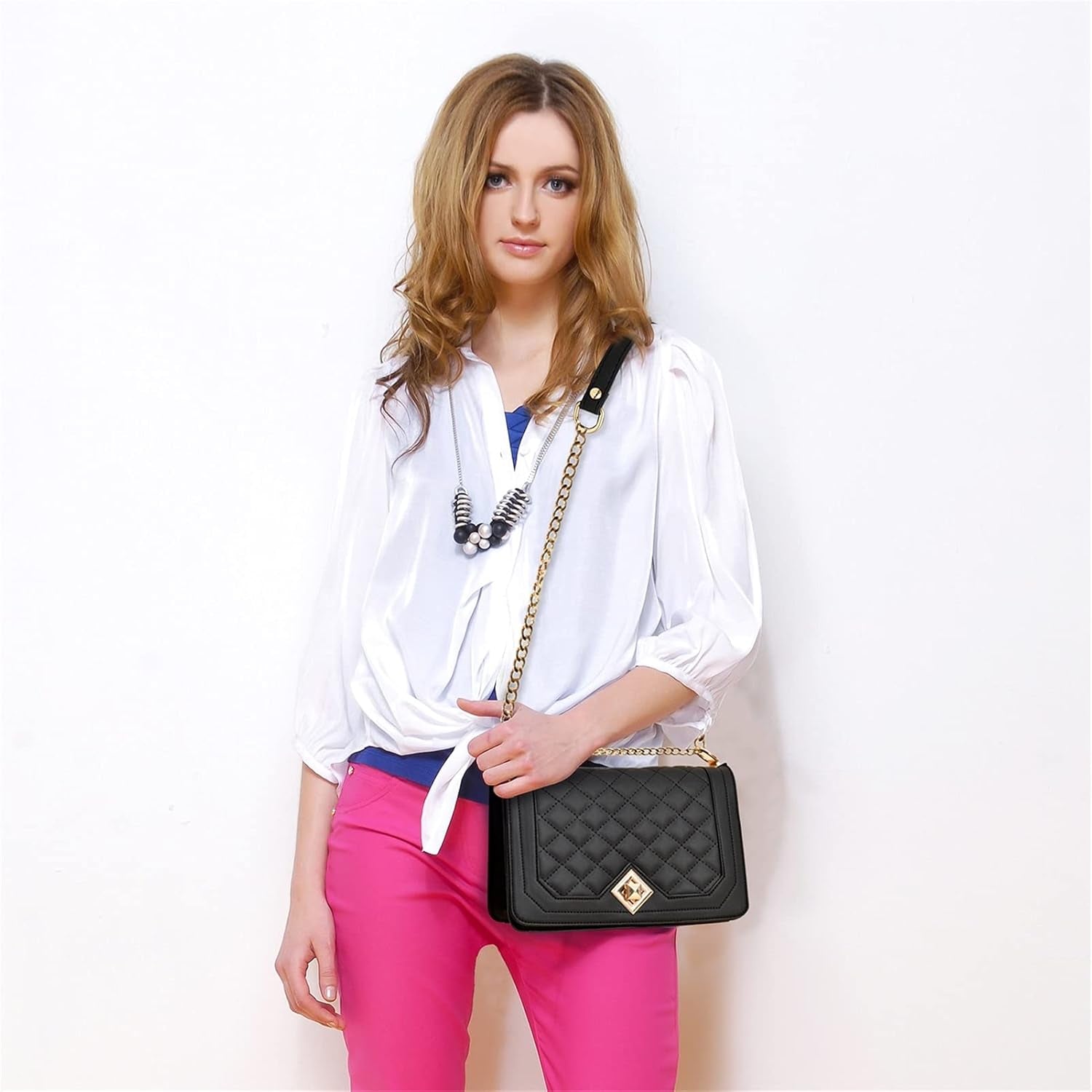 Crossbody Bags for Women Small Handbags PU Leather Shoulder Bag Purse Evening Bag Quilted Satchels with Chain Strap