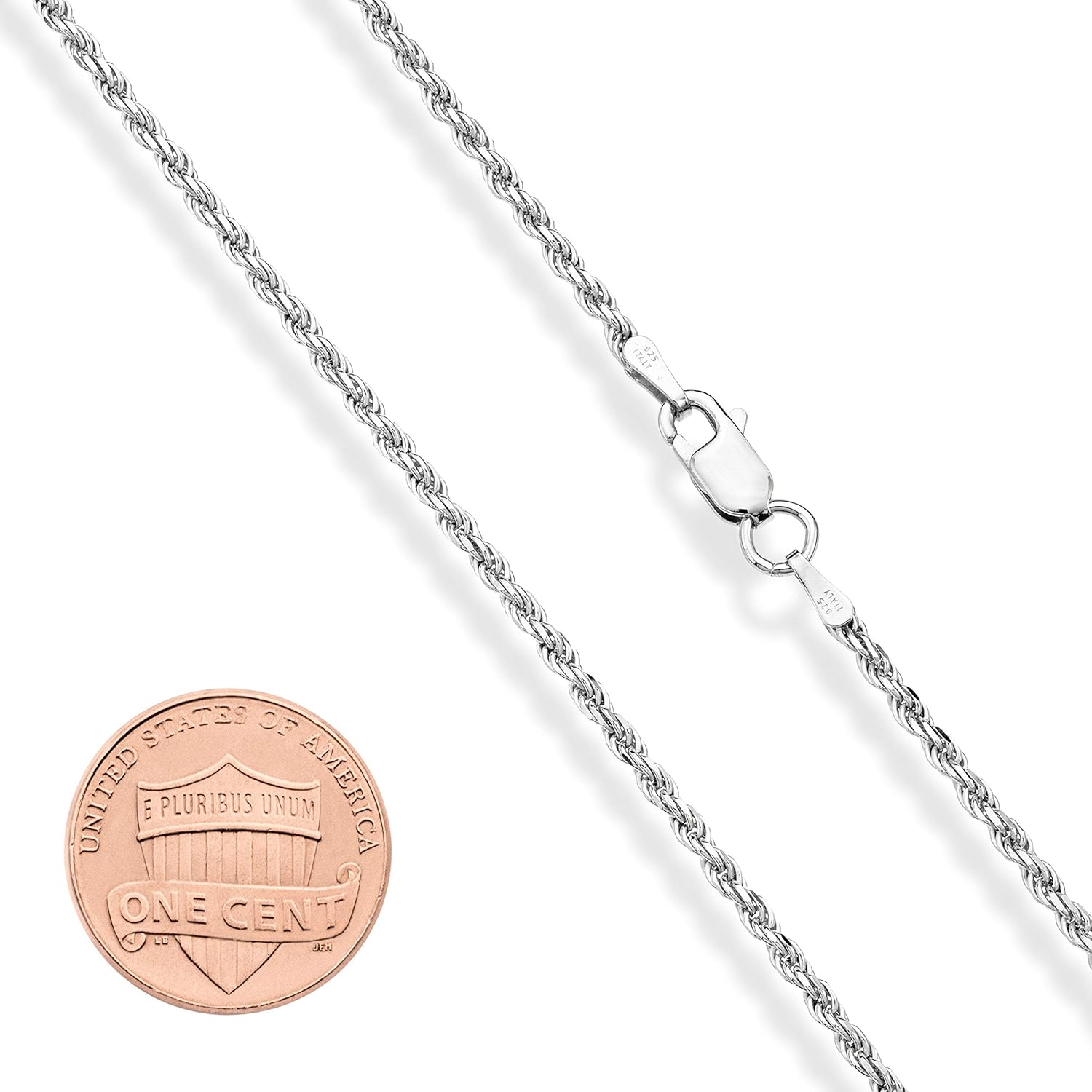 Solid 925 Sterling Silver Italian 2Mm, 3Mm Diamond-Cut Braided Rope Chain Necklace for Men Women Made in Italy
