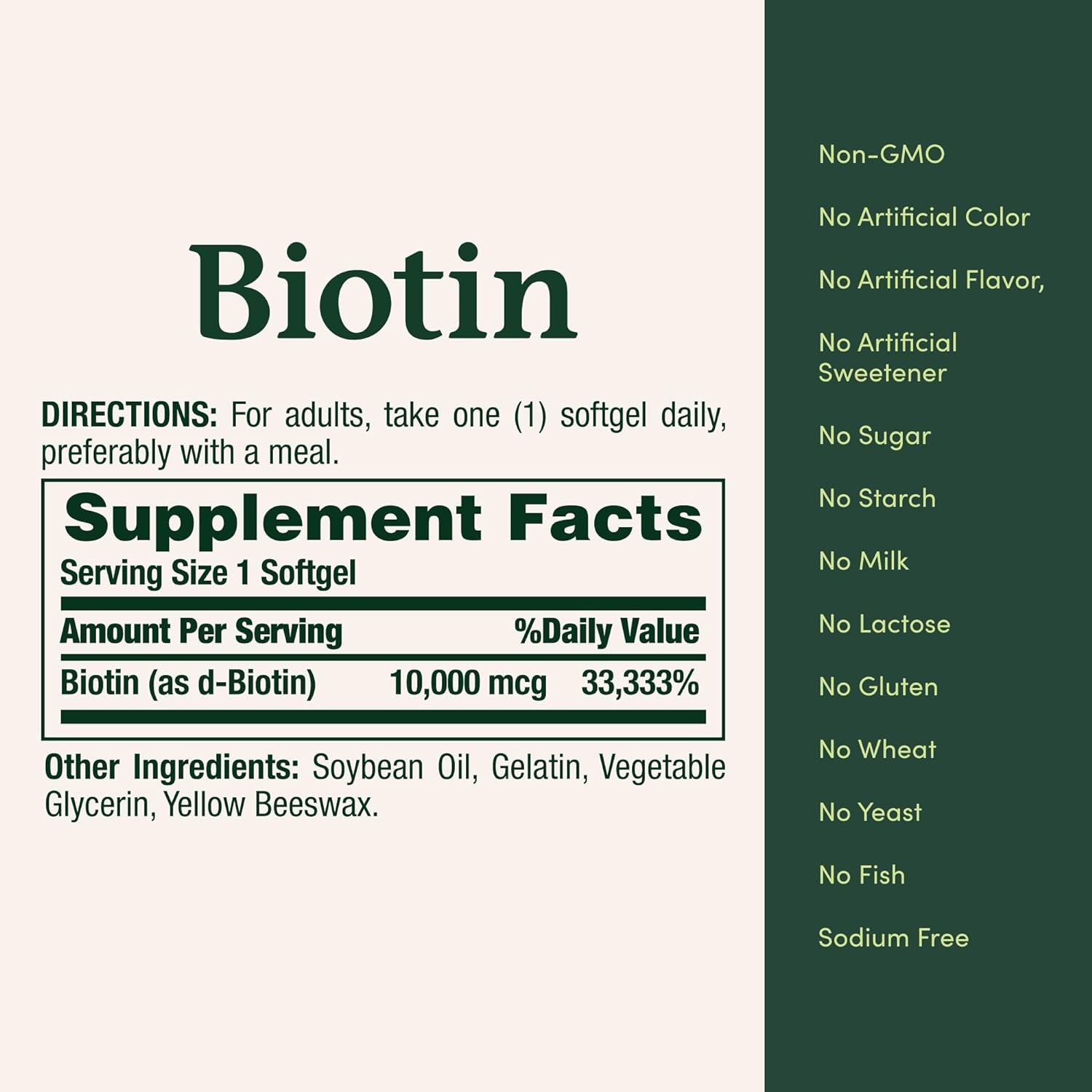 Biotin, Supports Healthy Hair, Skin and Nails, 10,000 Mcg, Rapid Release Softgels, 120 Ct