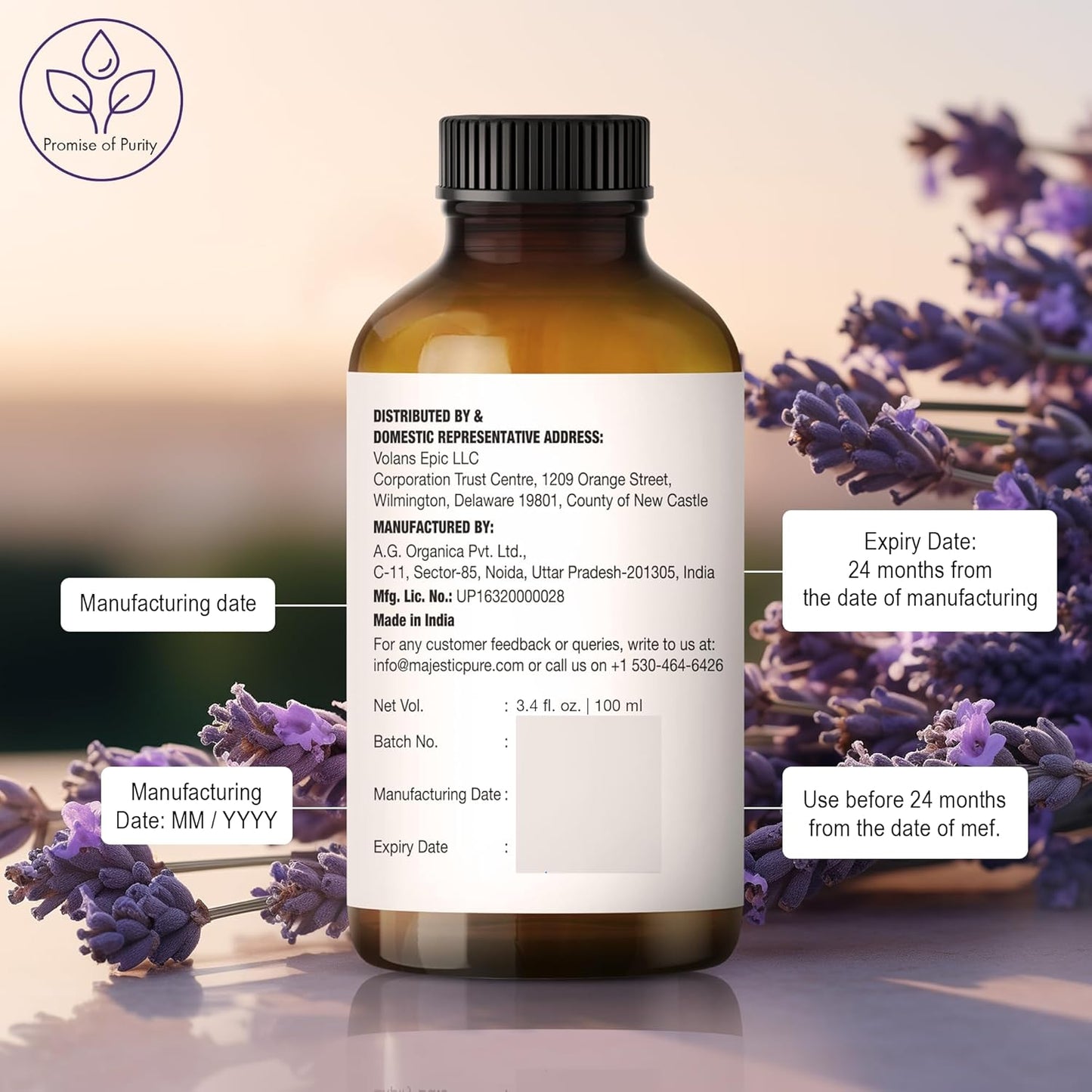 Lavender Essential Oil with Glass Dropper | 100% Pure and Natural Lavender Oil | Premium Grade Essential Oils for Diffusers, Skin, Aromatherapy, Massage | 4 Fl Oz