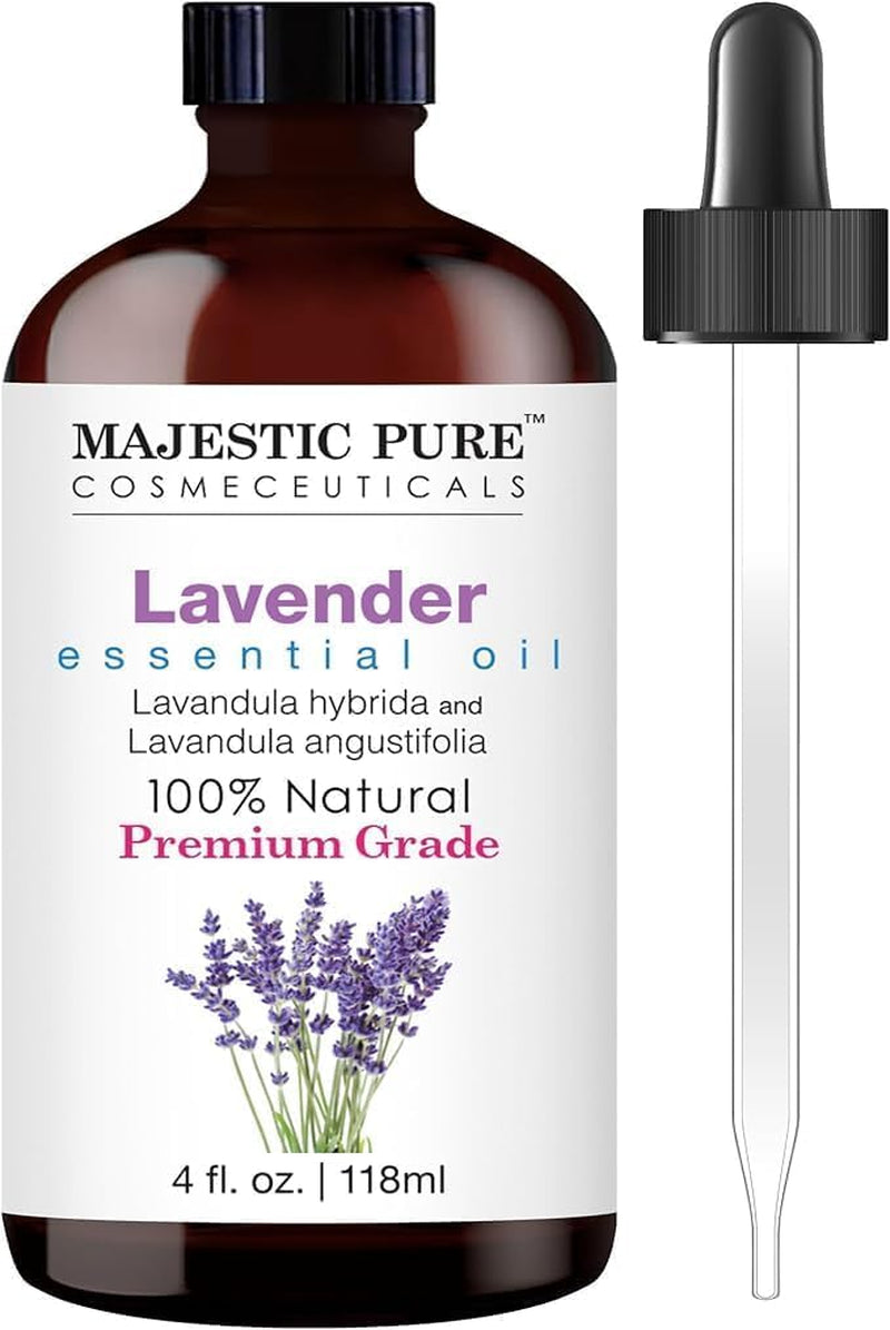 Lavender Essential Oil with Glass Dropper | 100% Pure and Natural Lavender Oil | Premium Grade Essential Oils for Diffusers, Skin, Aromatherapy, Massage | 4 Fl Oz