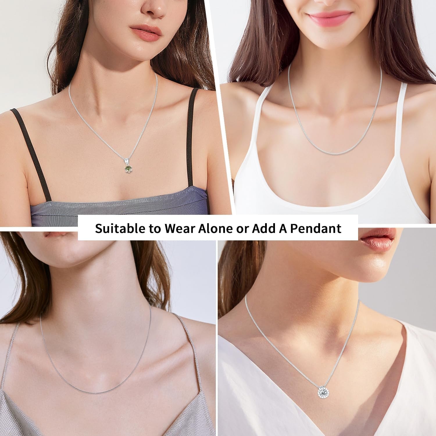 Solid 18K Gold over 925 Sterling Silver Chain Necklace for Women Girls, 0.8Mm Box Chain Lobster Claw Clasp-Super Thin & Strong Necklace Chain 16/18/20/22/24 Inch