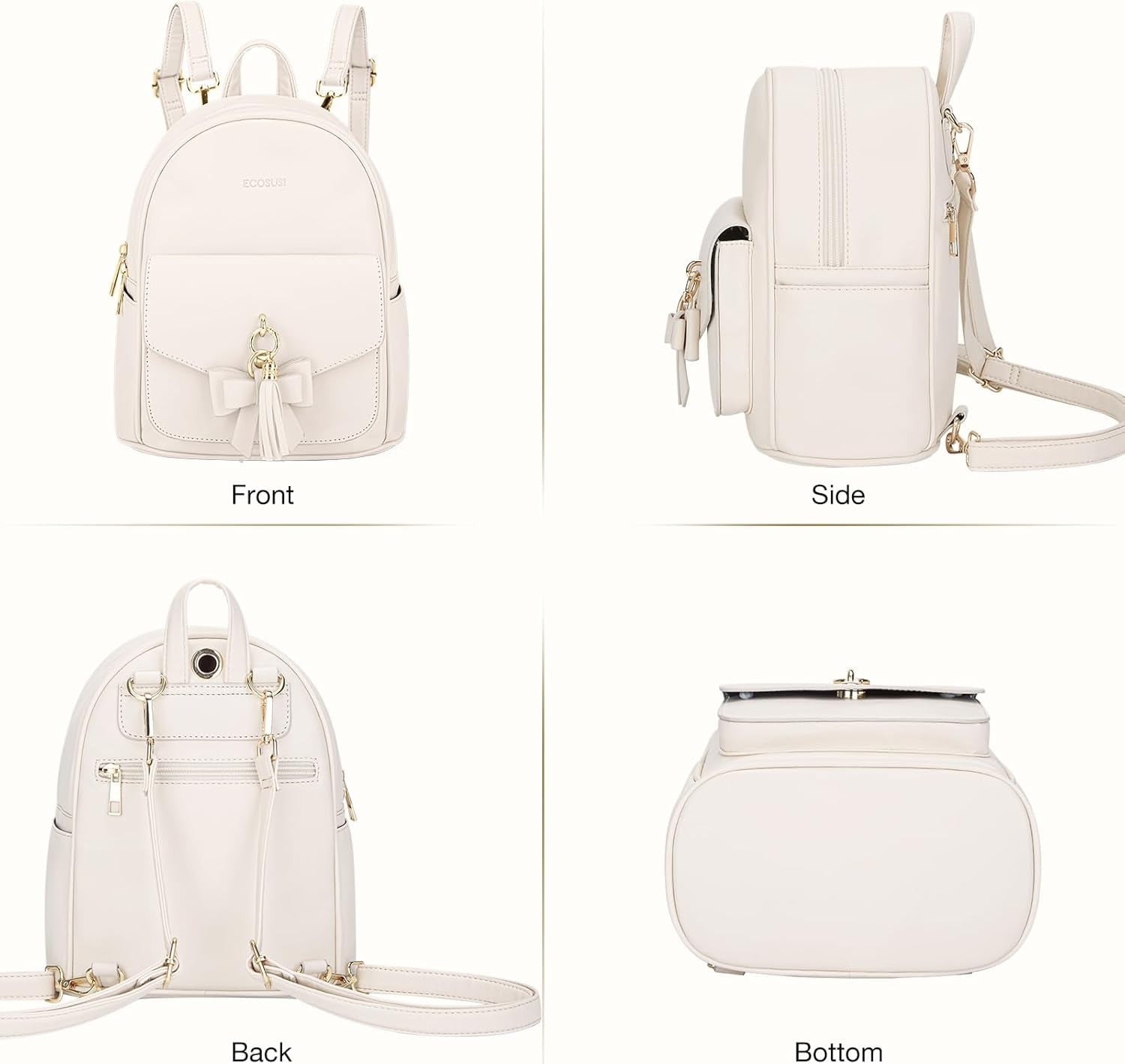 Mini Backpack for Women Girls Cute Bowknot Small Backpack Purse Ladies Leather Bookbag Satchel Bag, with Charm Tassel