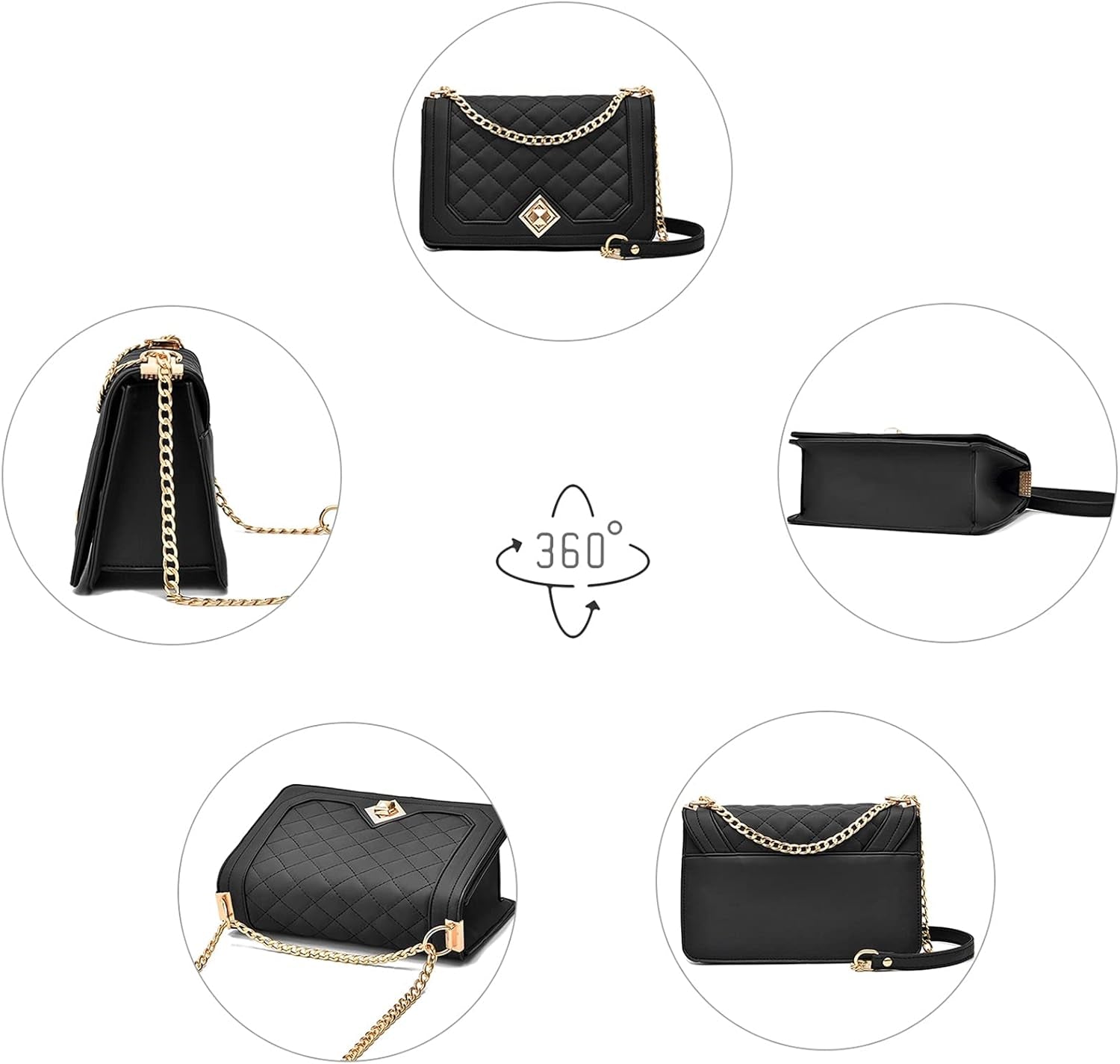 Crossbody Bags for Women Small Handbags PU Leather Shoulder Bag Purse Evening Bag Quilted Satchels with Chain Strap
