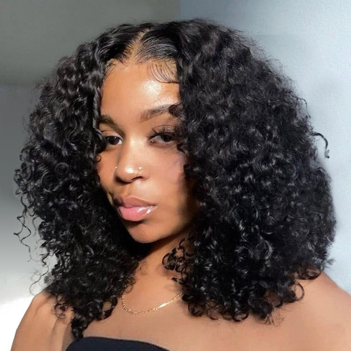 14 Inch Short Bob Wigs 13X4 Deep Wave Bob Wig Human Hair 180% Density Deep Curly 100% Virgin Human Hair Pre Plucked Wet and Wavy Glueless Transparent Lace Frontal Wig for Women Natural Hairline