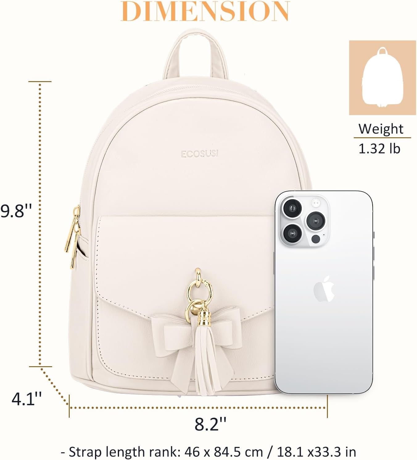 Mini Backpack for Women Girls Cute Bowknot Small Backpack Purse Ladies Leather Bookbag Satchel Bag, with Charm Tassel