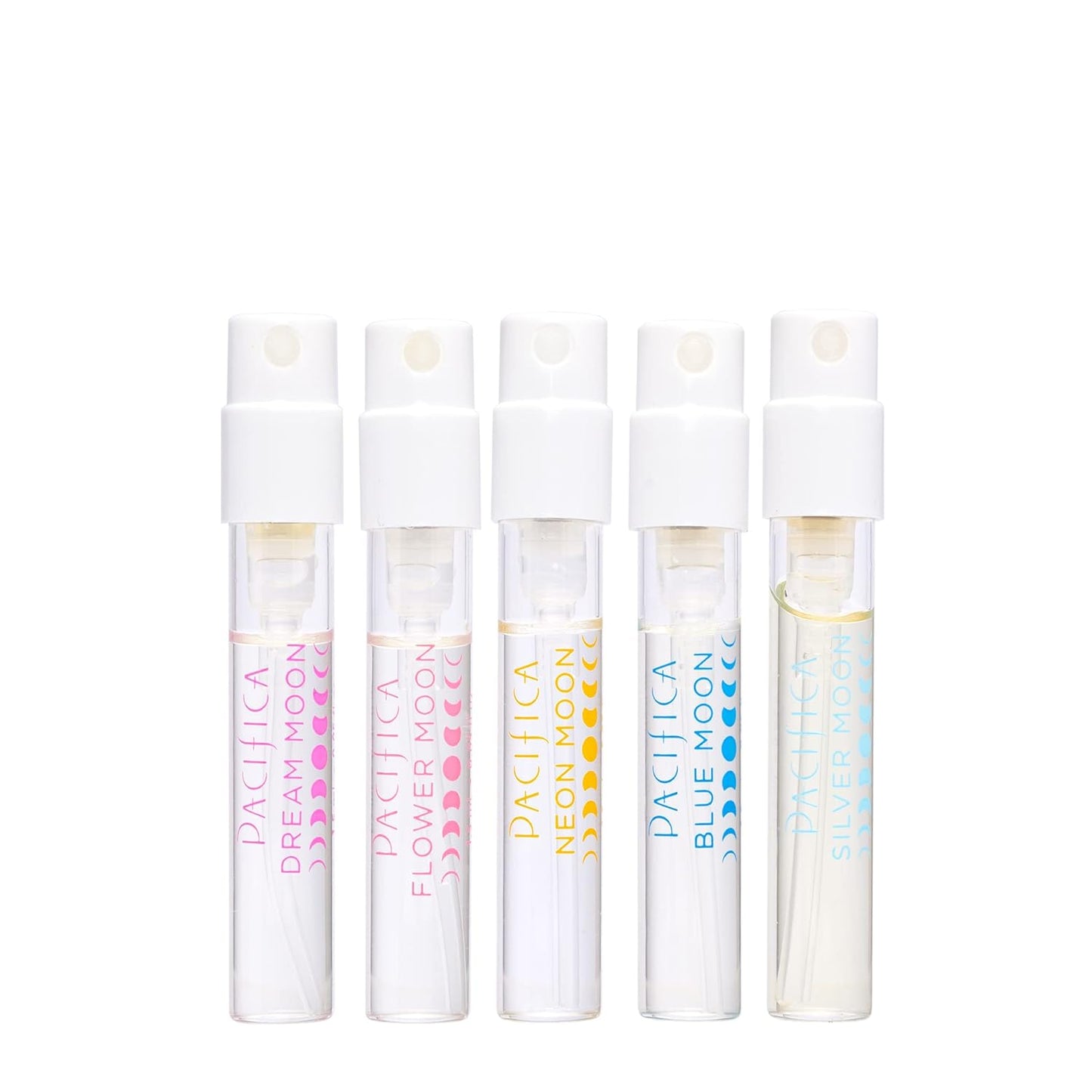 Beauty Mood Moons Spray Perfume Set, Fragrances, Travel Perfume, Dream Moon, Flower Moon, Neon Moon, Blue Moon, Silver, Moon, Clean Perfume, Mini Perfume, Vegan, 0.05 Fl Oz Each (Set of 5)