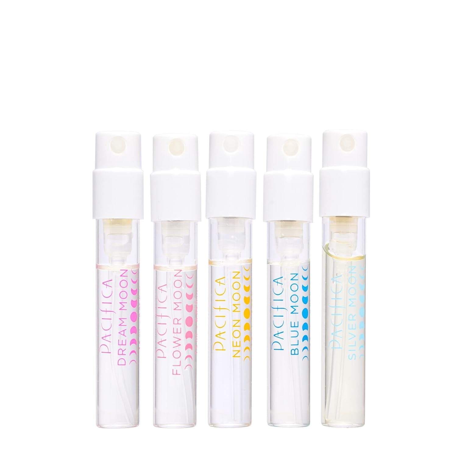 Beauty Mood Moons Spray Perfume Set, Fragrances, Travel Perfume, Dream Moon, Flower Moon, Neon Moon, Blue Moon, Silver, Moon, Clean Perfume, Mini Perfume, Vegan, 0.05 Fl Oz Each (Set of 5)